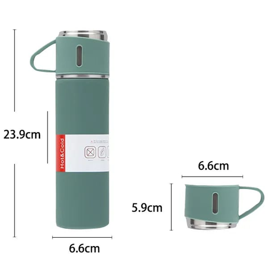 Stainless Steel Thermal Bottle with 3 Cups 500 ML Vacuum Insulated Bottle Tashm Store Tashm store