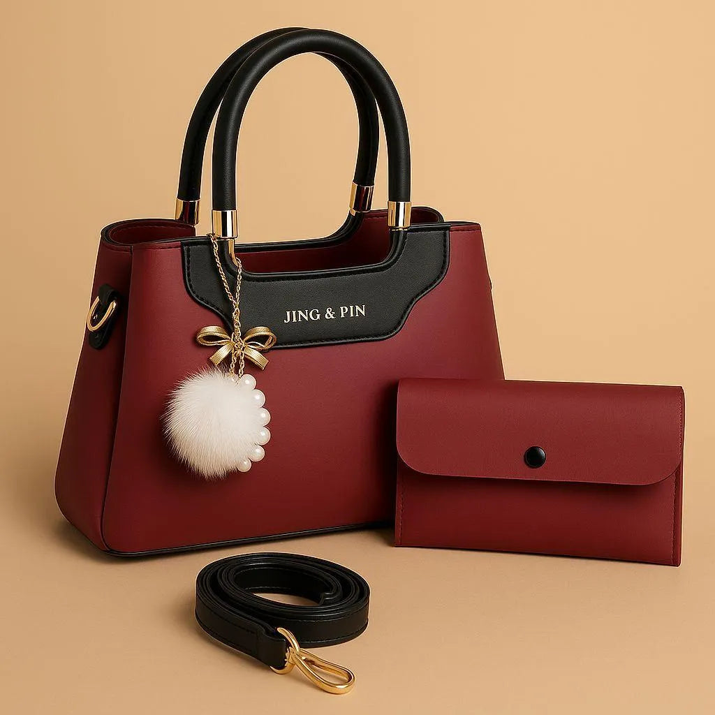 Girl's Hand Bag Set - 2 stylish pieces Rexine | Plain Design bag school, outings, casual | Tashm Store Tashm Store