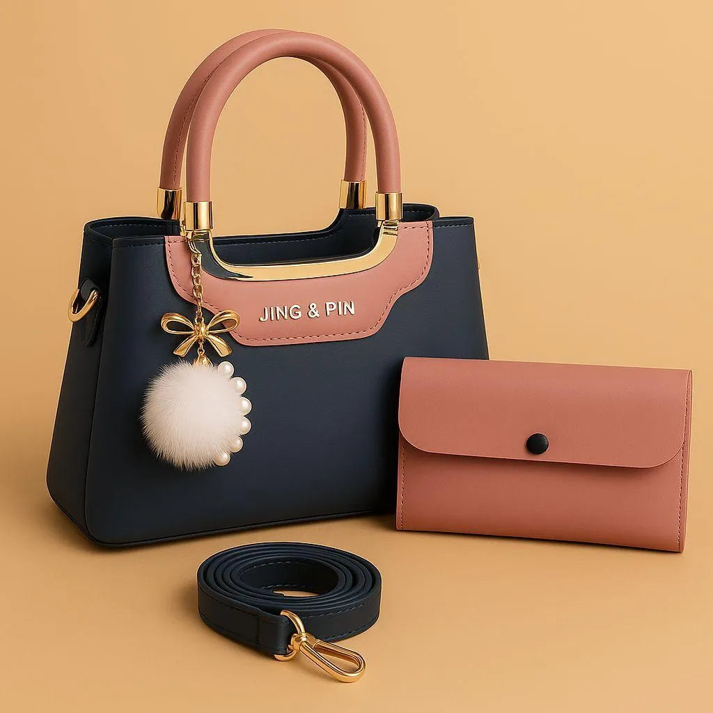 Girl's Hand Bag Set - 2 stylish pieces Rexine | Plain Design bag school, outings, casual | Tashm Store Tashm Store