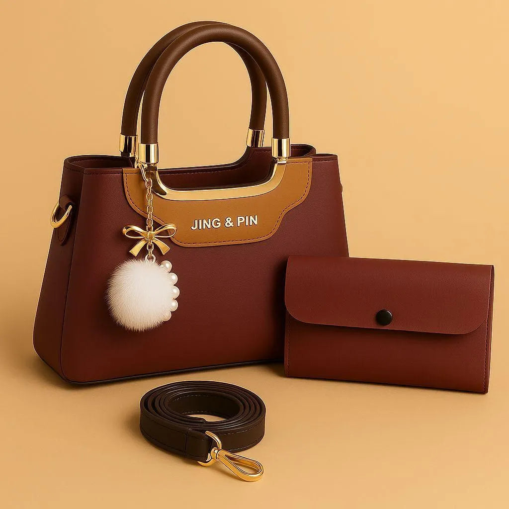 Girl's Hand Bag Set - 2 stylish pieces Rexine | Plain Design bag school, outings, casual | Tashm Store Tashm Store