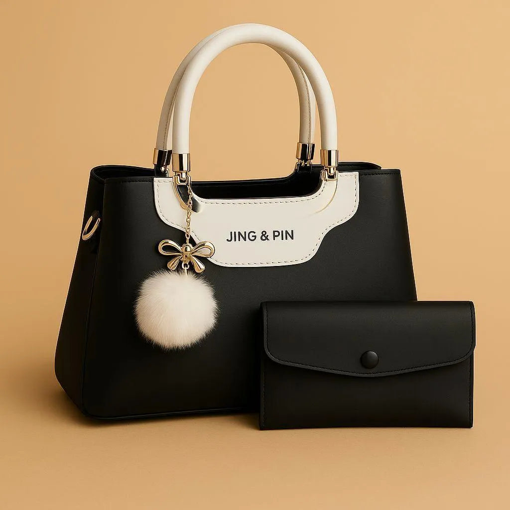 Girl's Hand Bag Set - 2 stylish pieces Rexine | Plain Design bag school, outings, casual | Tashm Store Tashm Store