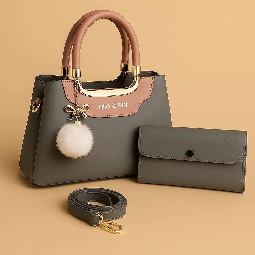 Girl's Hand Bag Set - 2 stylish pieces Rexine | Plain Design bag school, outings, casual | Tashm Store Tashm Store