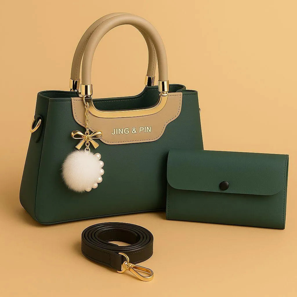 Girl's Hand Bag Set - 2 stylish pieces Rexine | Plain Design bag school, outings, casual | Tashm Store Tashm Store