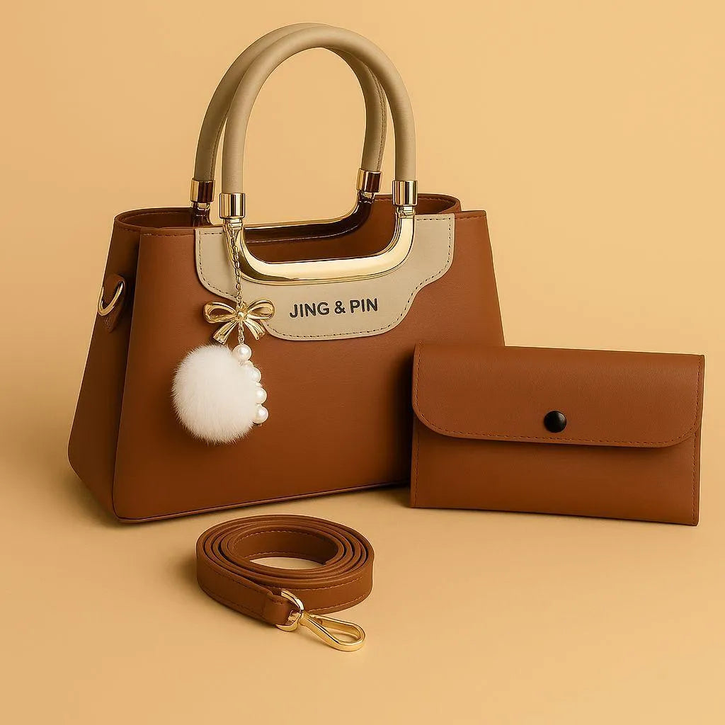 Girl's Hand Bag Set - 2 stylish pieces Rexine | Plain Design bag school, outings, casual | Tashm Store Tashm Store