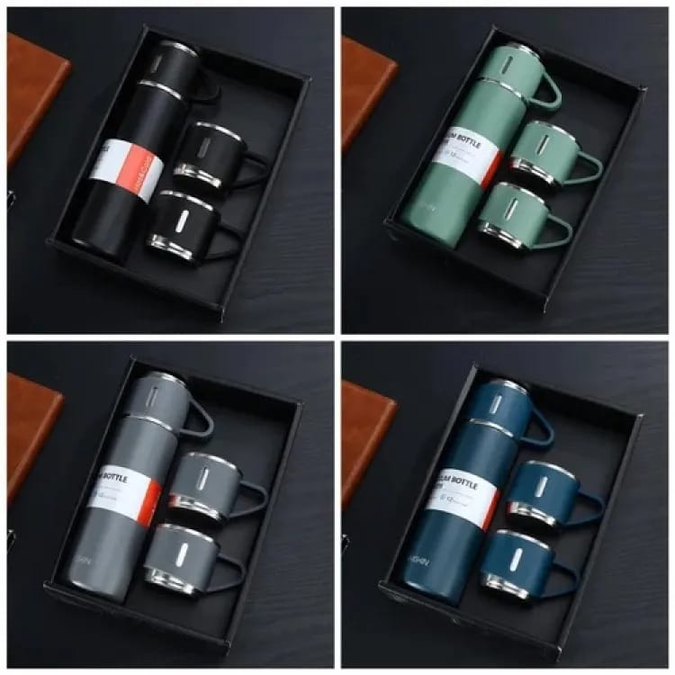 Stainless Steel Thermal Bottle with 3 Cups 500 ML Vacuum Insulated Bottle Tashm Store Tashm store