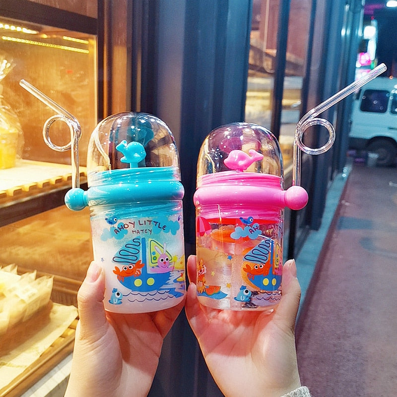 Baby Water Bottle Cartoon Whale Children Cup Baby Feeding Tashm Store