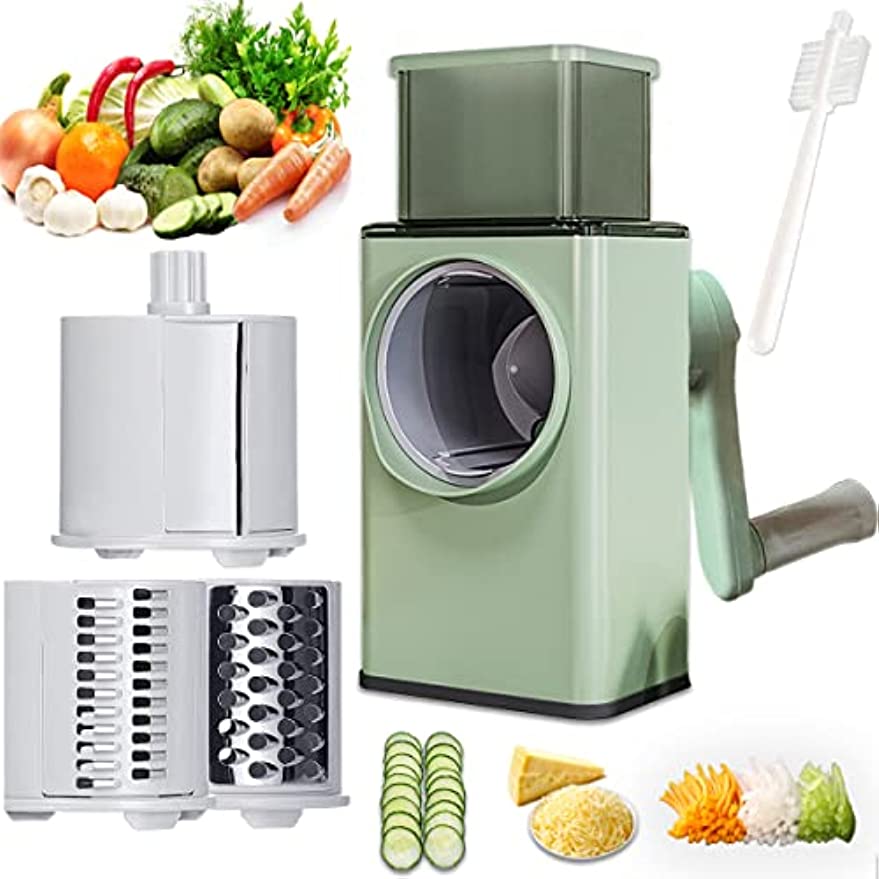 Multifunctional Rotary Vegetable Cutter 3 In 1 Manual Vegetable Slicer Rotary Cheese Grater Shredder Potato Chopper Carrot Cutter Peeler Maker Tashm store